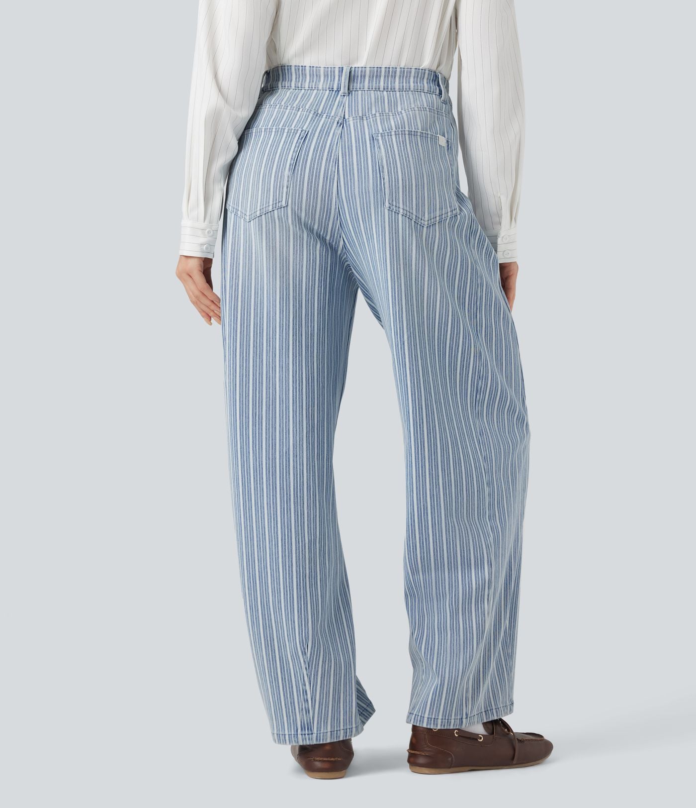Jean barrel Halara Flex™ rayé taille haute avec poches