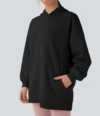 Sweat-shirt décontracté polaire oversize à capuche manches longues avec poches