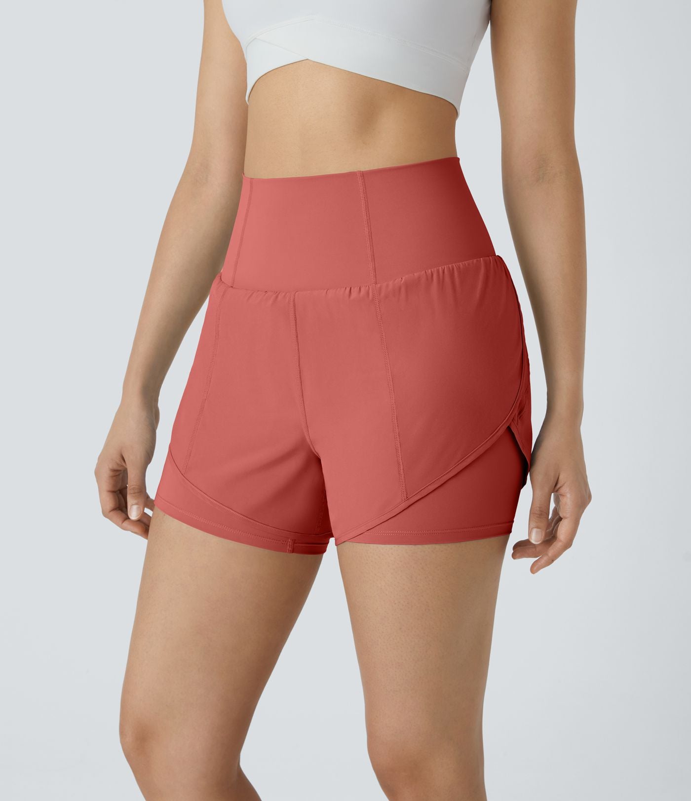 Breezeful™ Short 8,8cm Yoga Séchage Rapide 2 en 1 Taille Super Haute Ourlet Courbé Poches Latérales