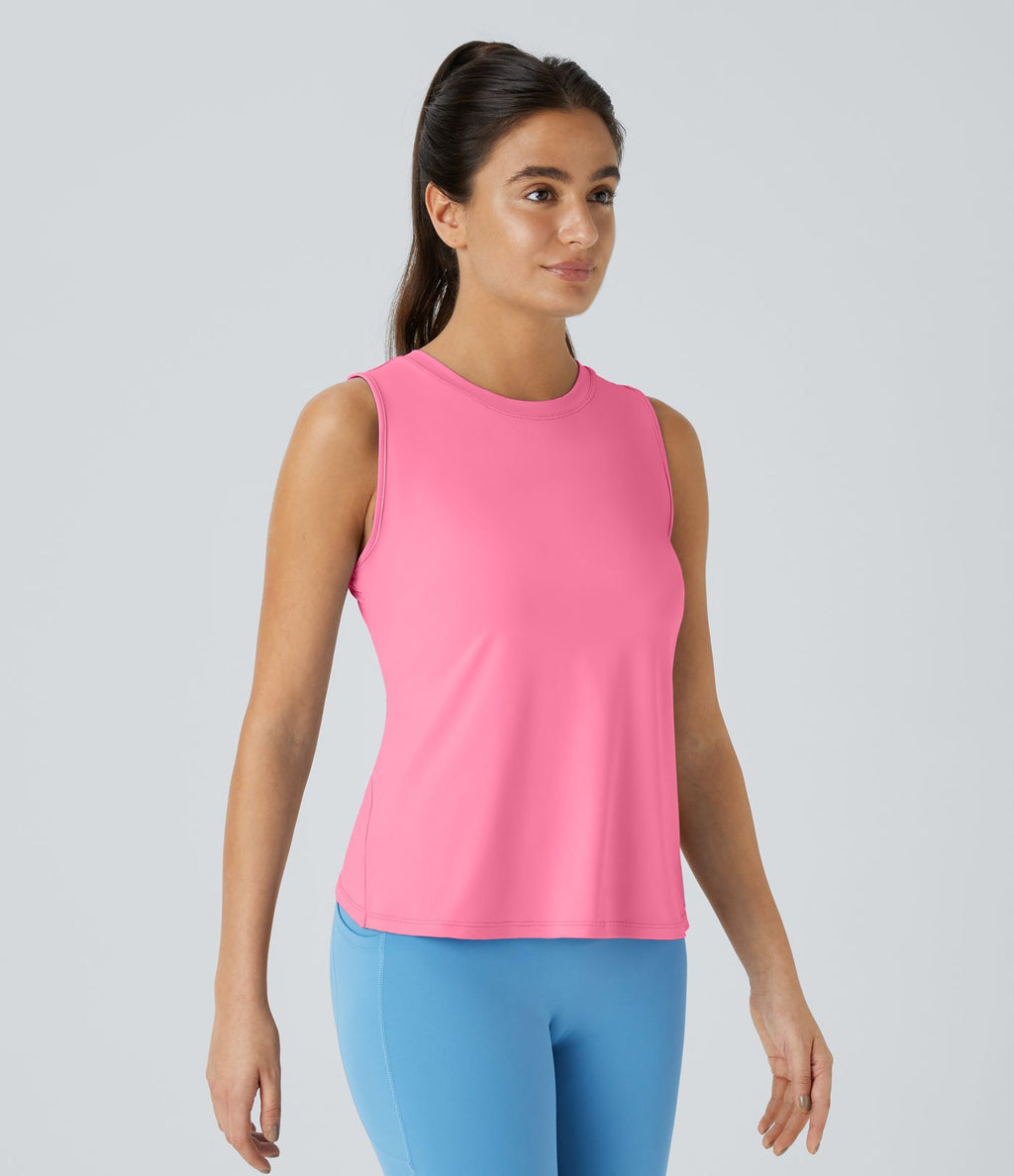 Top Débardeur Yoga Uni à Ourlet Croisé et Découpe