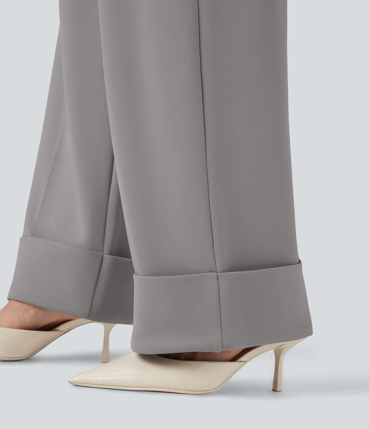 Pantalon tailleur large Halara Flex™ taille haute en crêpe ourlet roulé avec poches