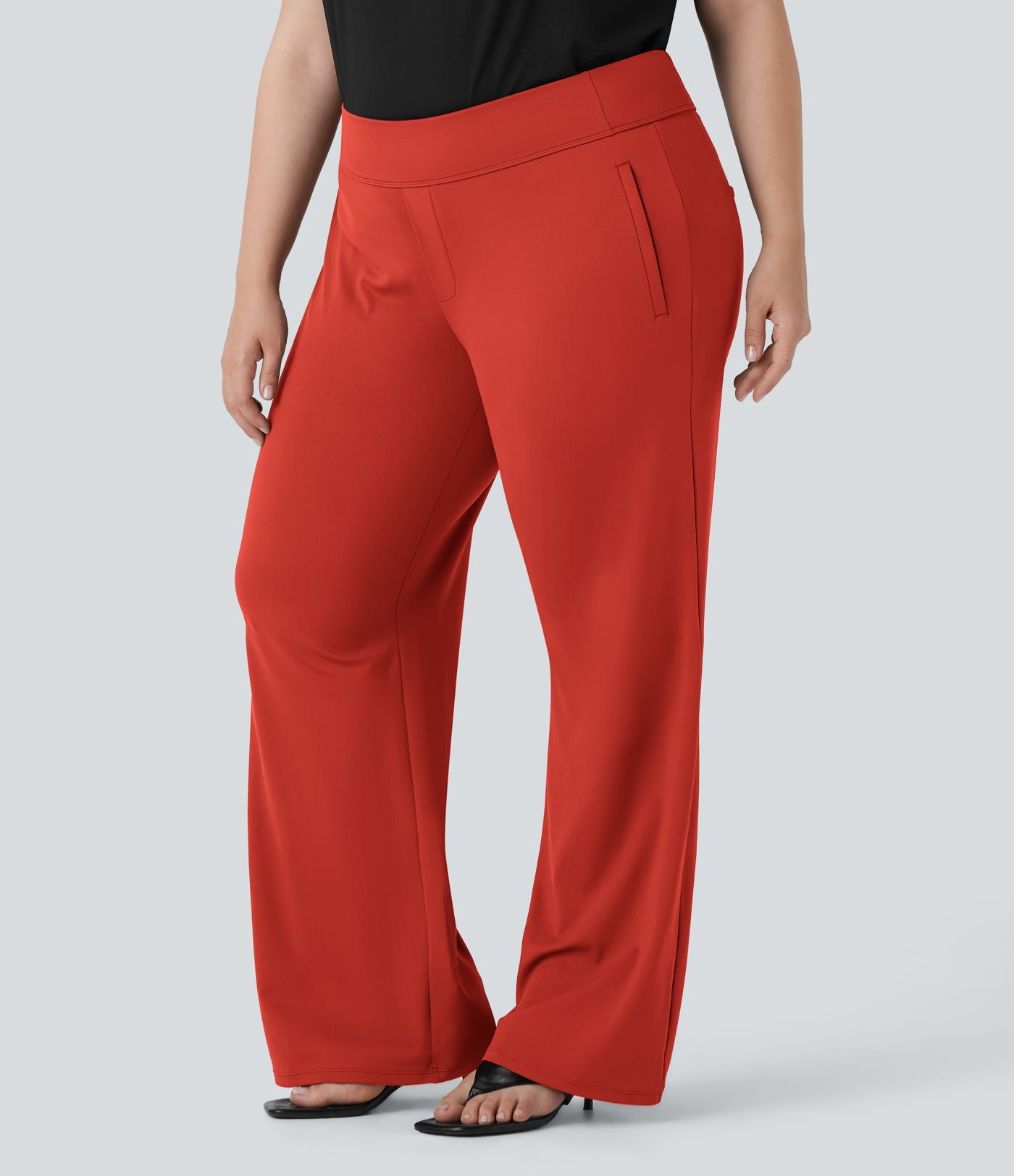Pantalon tailleur évasé grande taille taille haute Halara Flex™ DayStretch avec poches zippées latérales