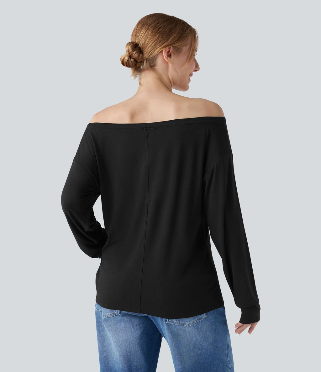 T-shirt épaules dénudées à manches longues