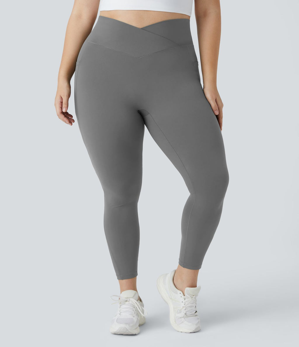Softlyzero™ Legging Grande Taille Pleine Longueur Taille Haute Poches Latérales Croisée - UPF50+