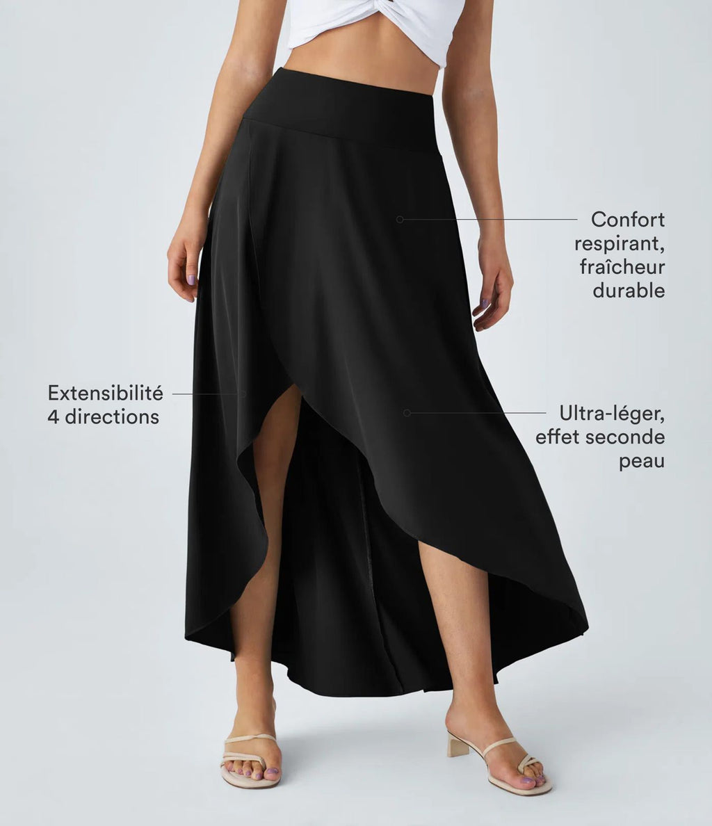 Jupe Longue Casual Breezeful™ Taille Haute à Volants 2en1 Fluide Sèchement Rapide Quotidien Maxi