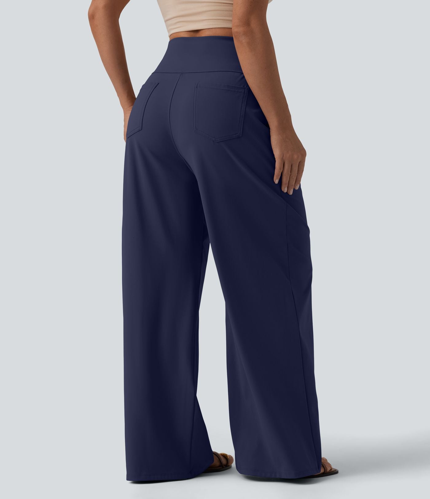 Pantalon large décontracté SoftlyZero™ Airy gainant taille haute effet frais InstantCool avec poches, protection solaire UPF50+