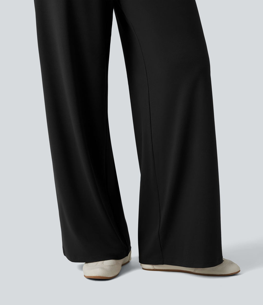 Combinaison casual froncée jambe large sans manches à col bateau avec poches - Édition Easy Peasy