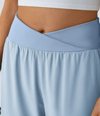 Breezeful™ Pantalon Fluide Vacances Séchage Rapide Taille Haute Croisée Poches Latérales Plissées Fente