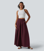 Breezeful™ Jupe maxi décontractée fluide taille haute à séchage rapide avec poches