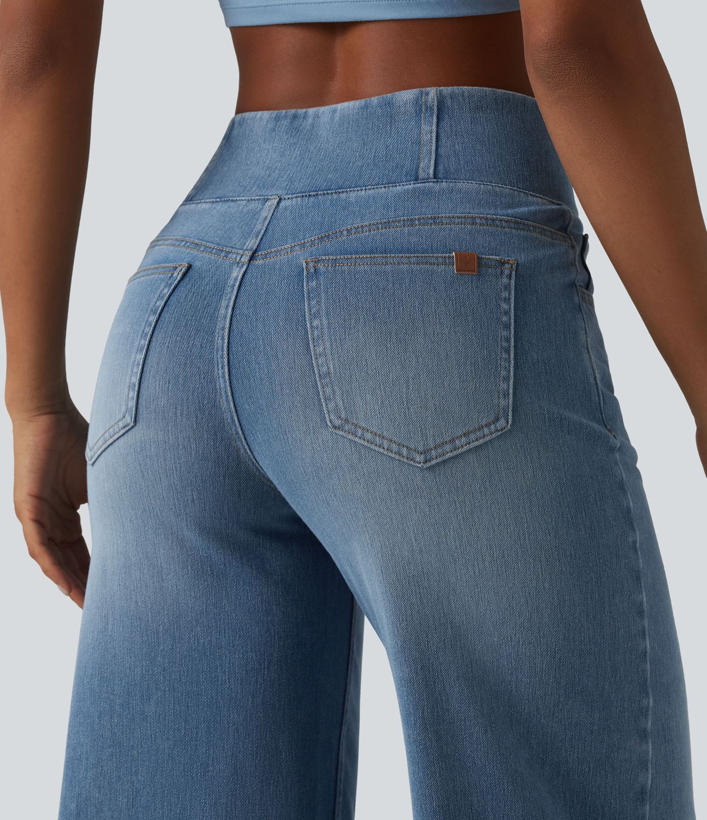 Halara Flex™ Jean large casual taille mi-haute croisée avec ourlet incurvé et poches