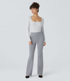 Bodysuit de Travail Tricot Côtelé Col Carré Manches Longues Boutonné Silhouette Élancée