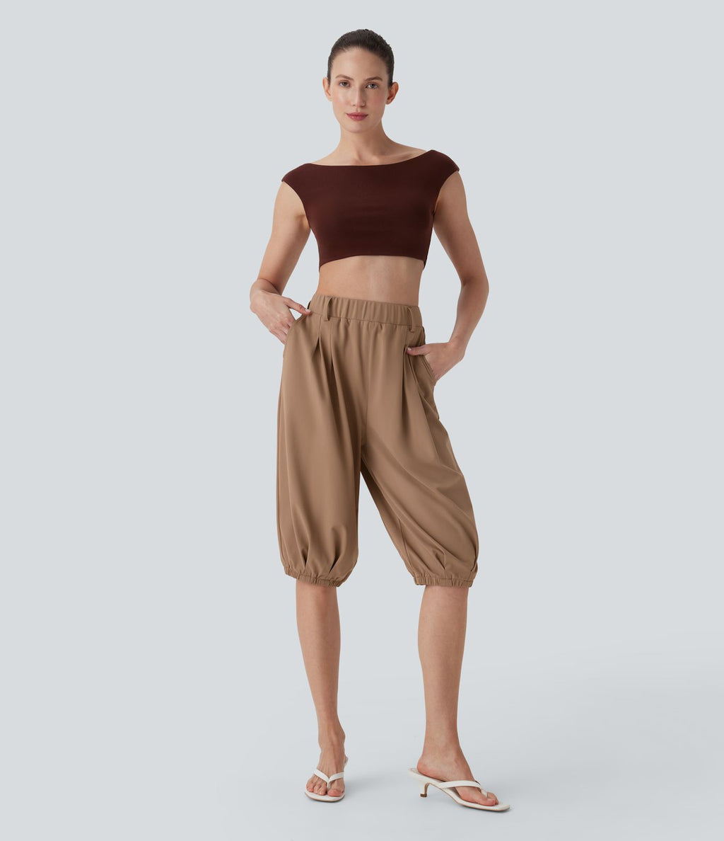 Pantalon pedal pusher fuselé taille haute DayStretch avec poches