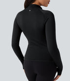 Haut de sport yoga demi-zip à manches longues avec passants pouces sans couture OneForm Seamless Flow