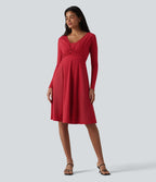Robe midi SoftlyZero™ Airy 2-en-1 effet frais InstantCool à manches longues, coupe portefeuille et poches