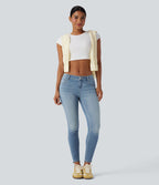 Jean skinny 7/8 décontracté taille basse Halara Flex™ avec poches