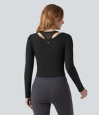 Haut de sport de yoga SoftlyZero™ Plush effet push-up mesh contrastant manches longues