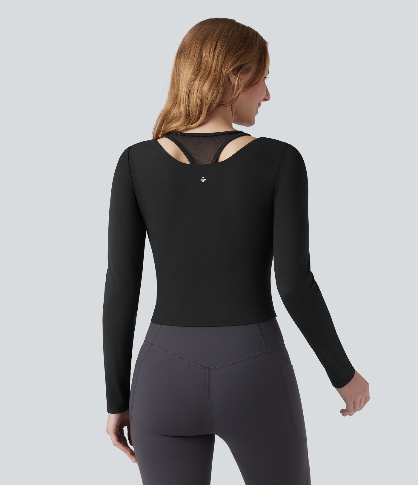 Haut de sport de yoga SoftlyZero™ Plush effet push-up mesh contrastant manches longues