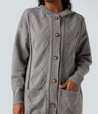 Cardigan à capuche avec boutons et poches