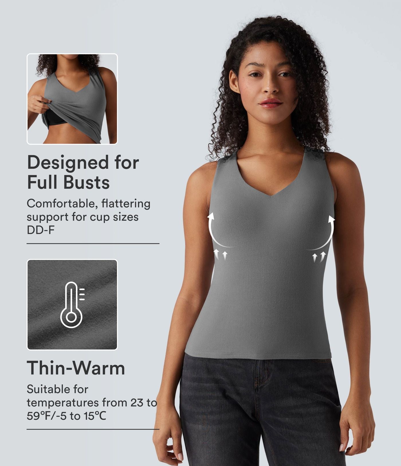 Débardeur chaud col V push-up - Bonnets E-G