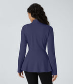 Veste péplum de travail col en V avec un bouton