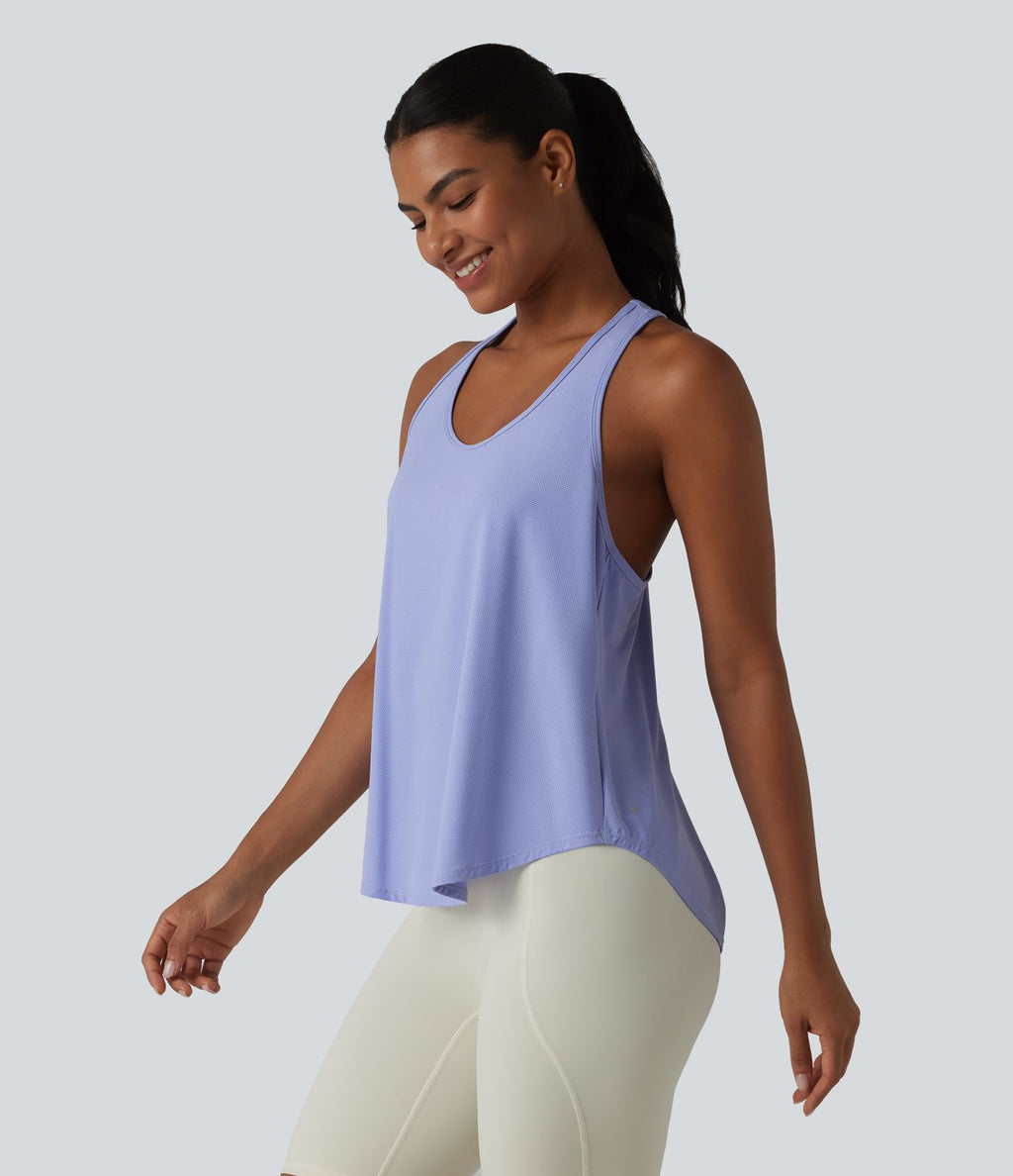 Débardeur de yoga dos nageur croisé à ourlet asymétrique arrondi