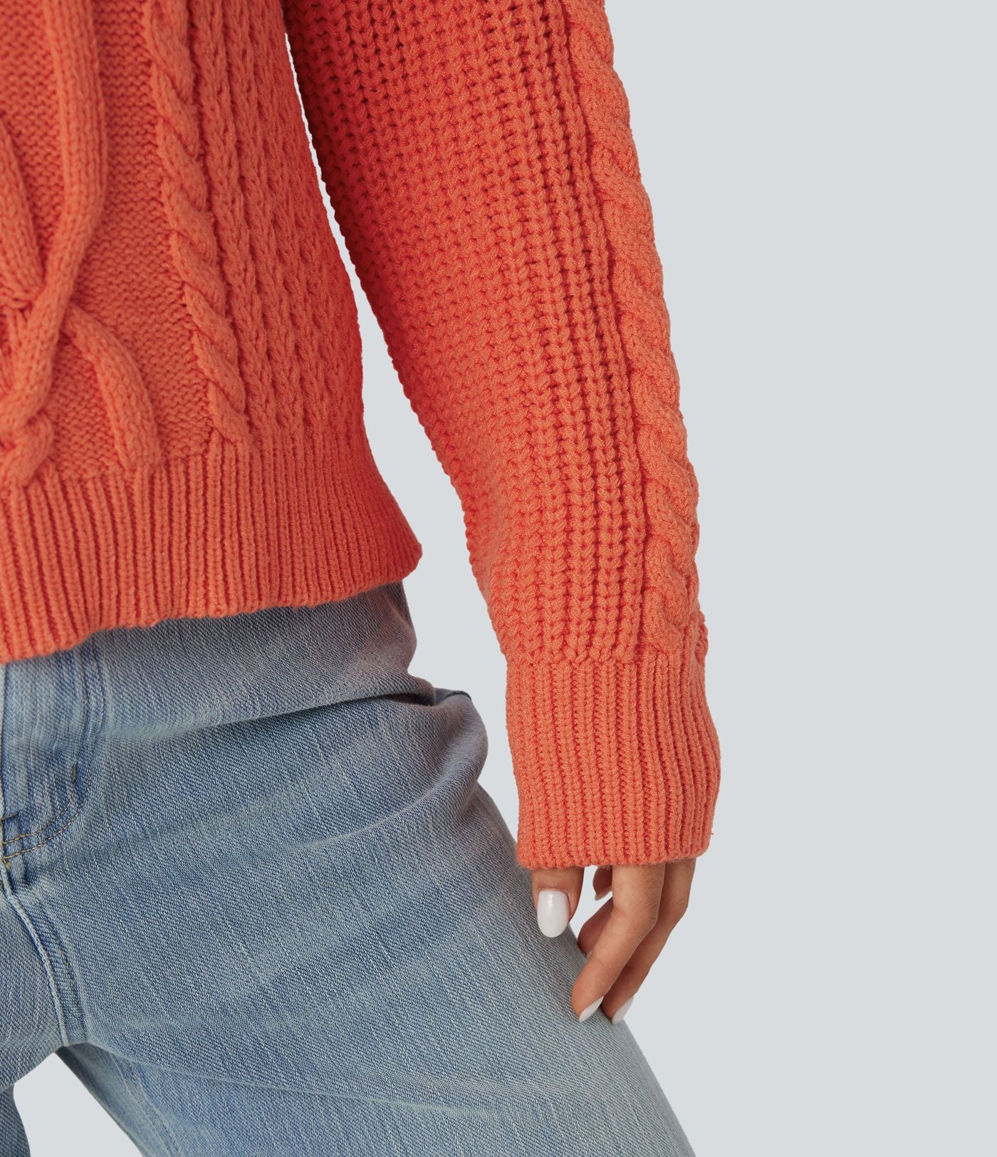 Pull décontracté maille torsadée col rond manches raglan longues coupe décontractée