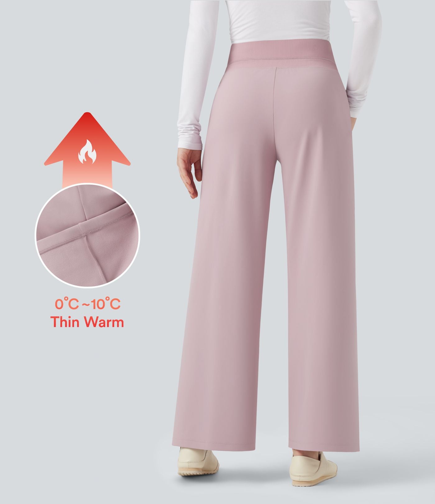 Pantalon polaire coupe droite taille haute avec poches