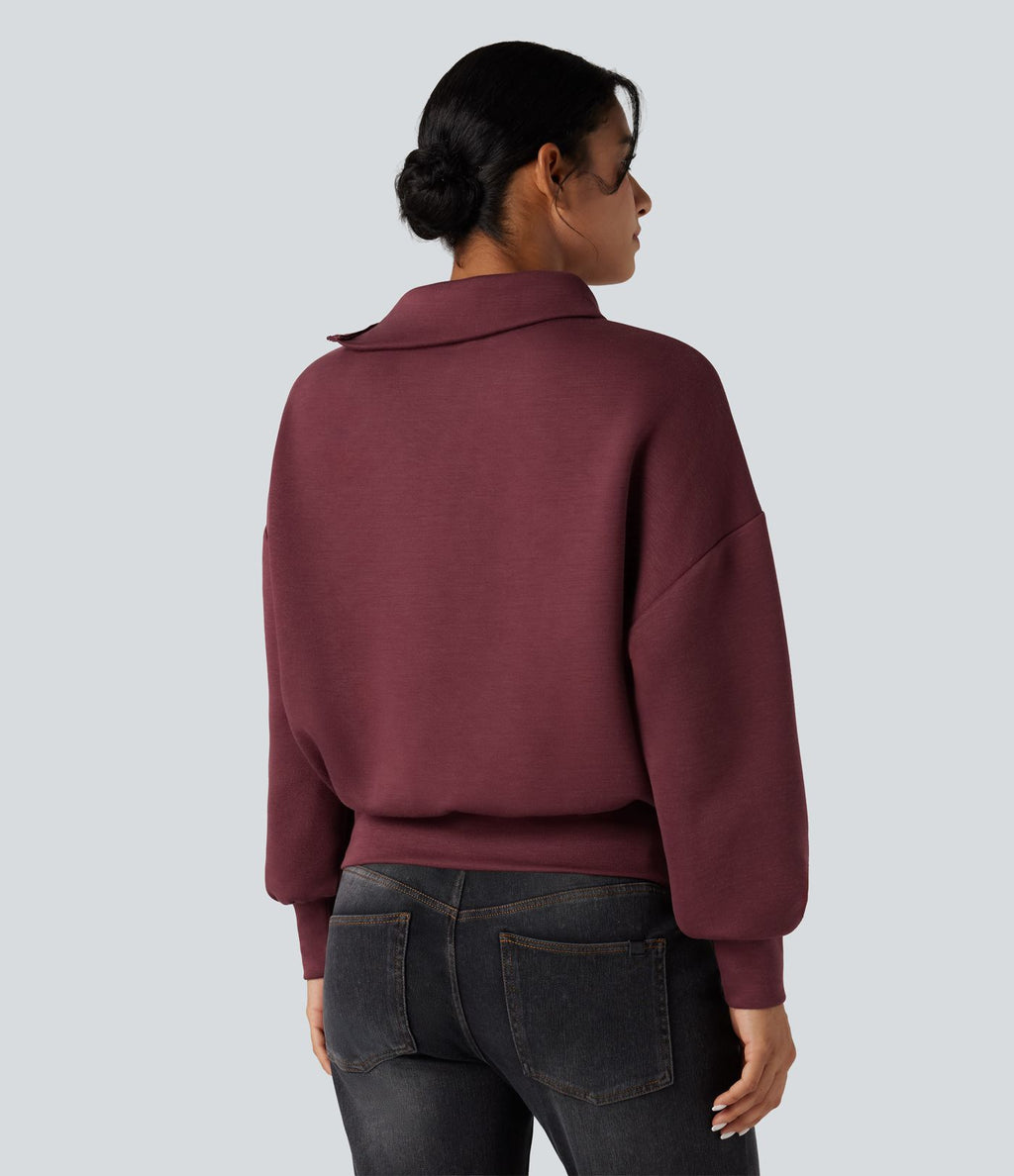Sweat-shirt oversize SpacerTek™ col tunnel et demi-fermeture éclair
