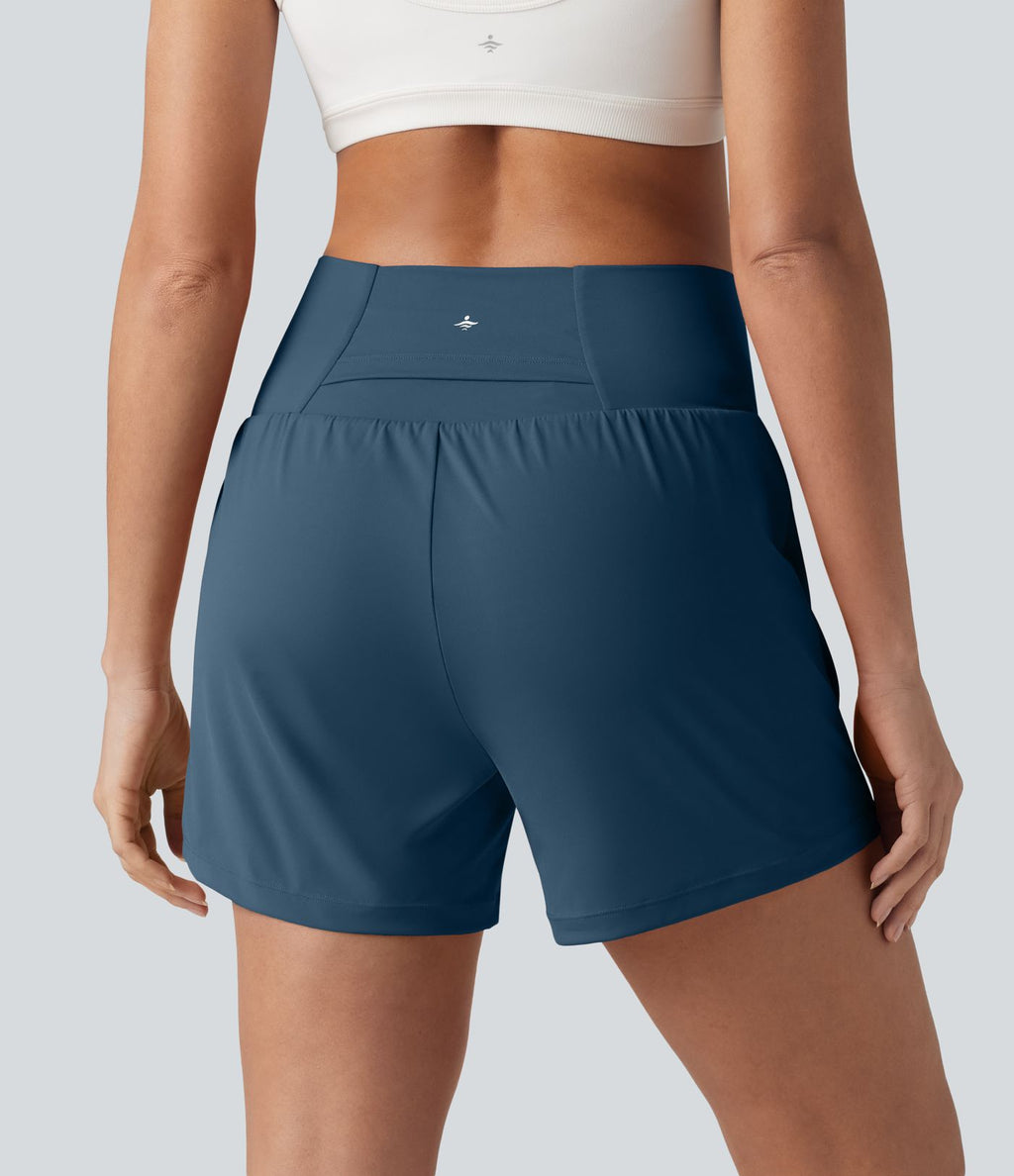 Short de yoga SoftlyZero™ Airy croisé taille haute 2-en-1 effet frais InstantCool 12,5 cm avec poches