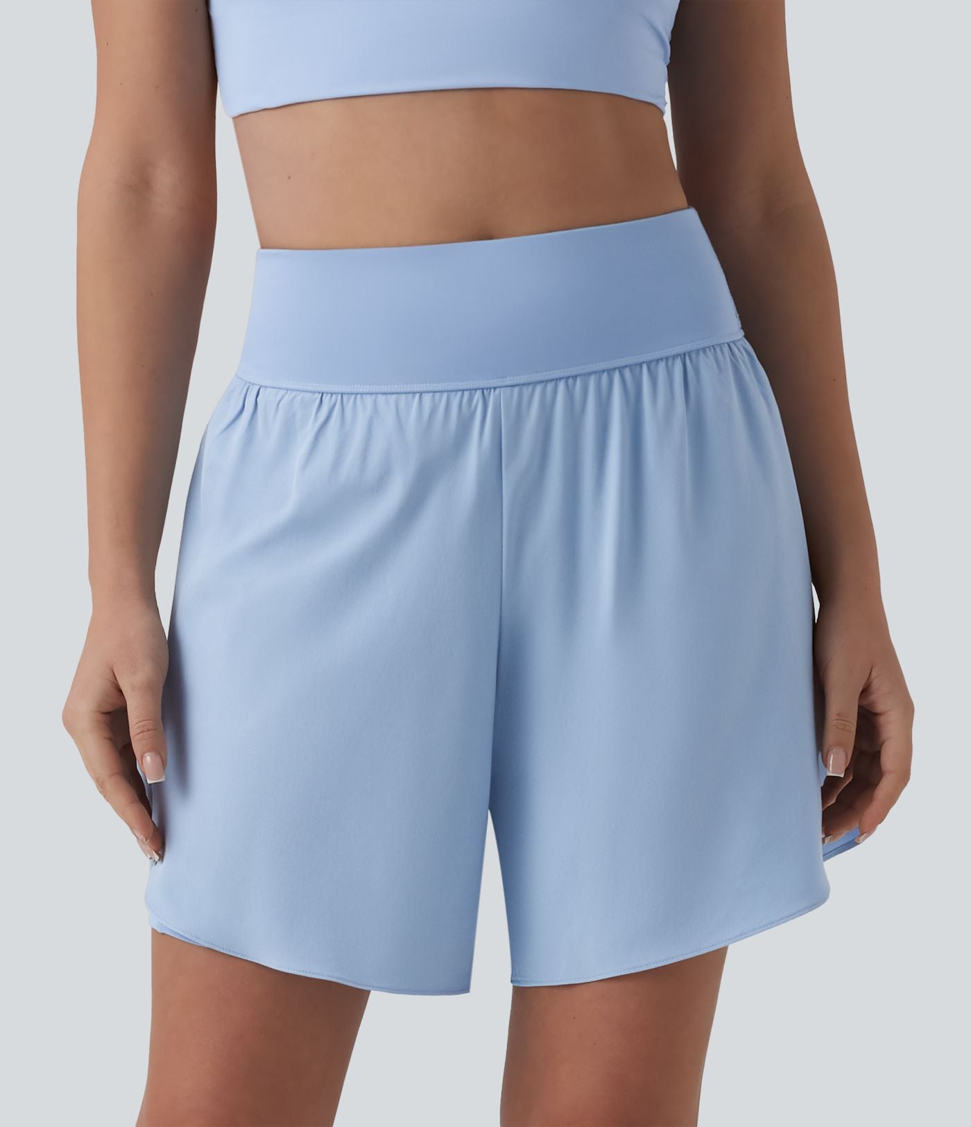 SoftlyZero™ QuickDry Short running 2-en-1 gainant taille haute à pois réfléchissants et ourlet croisé 17,5 cm avec poches