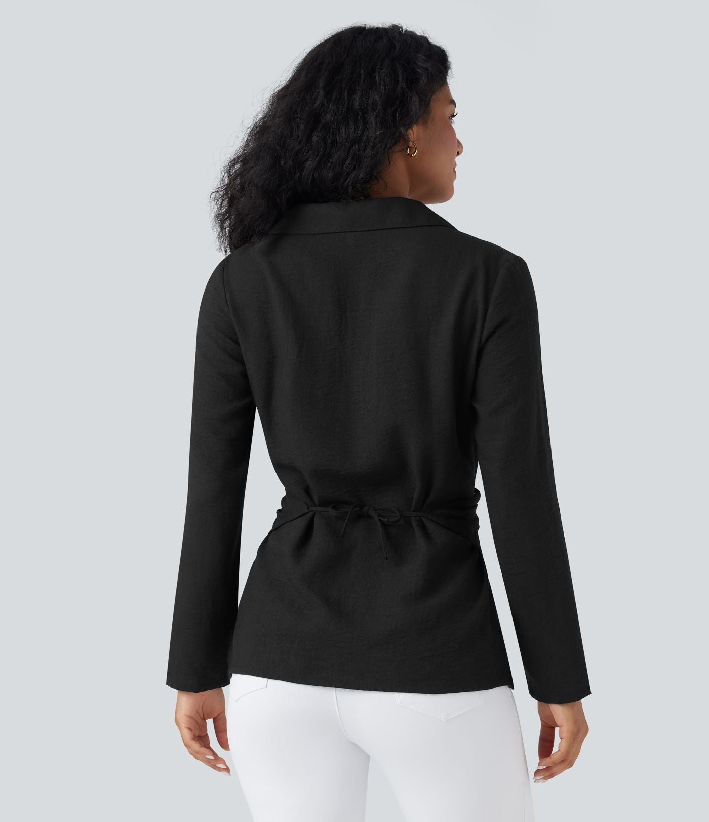 Chemise tailleur portefeuille manches longues avec lien dos