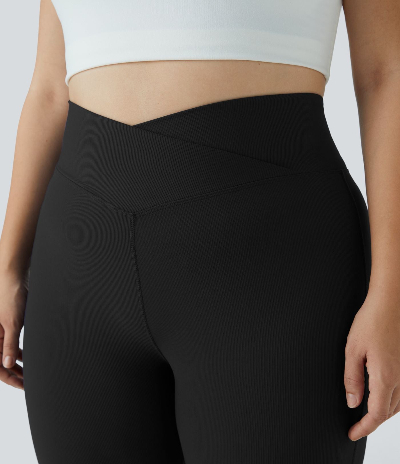 Patitoff™ Flow Pantalon Super Évasé Grande Taille à Taille Haute Croisée avec Poche Arrière Résistant aux Poils