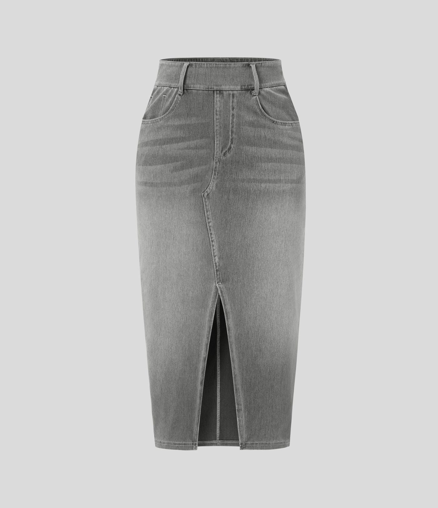 Halara Flex™ Jupe en Jean Casual Mi-Longue Délavé Extensible Plusieurs Poches Taille Haute