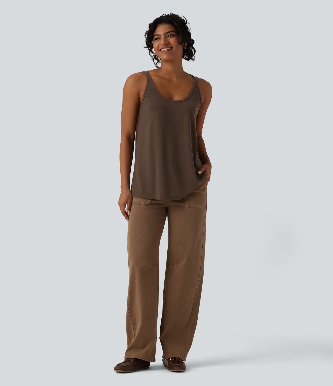 Débardeur casual col U coupe ample