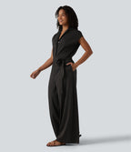 Combinaison chemise manches courtes bureau à effet frais avec ceintures et poches, accès facile Easy Peasy