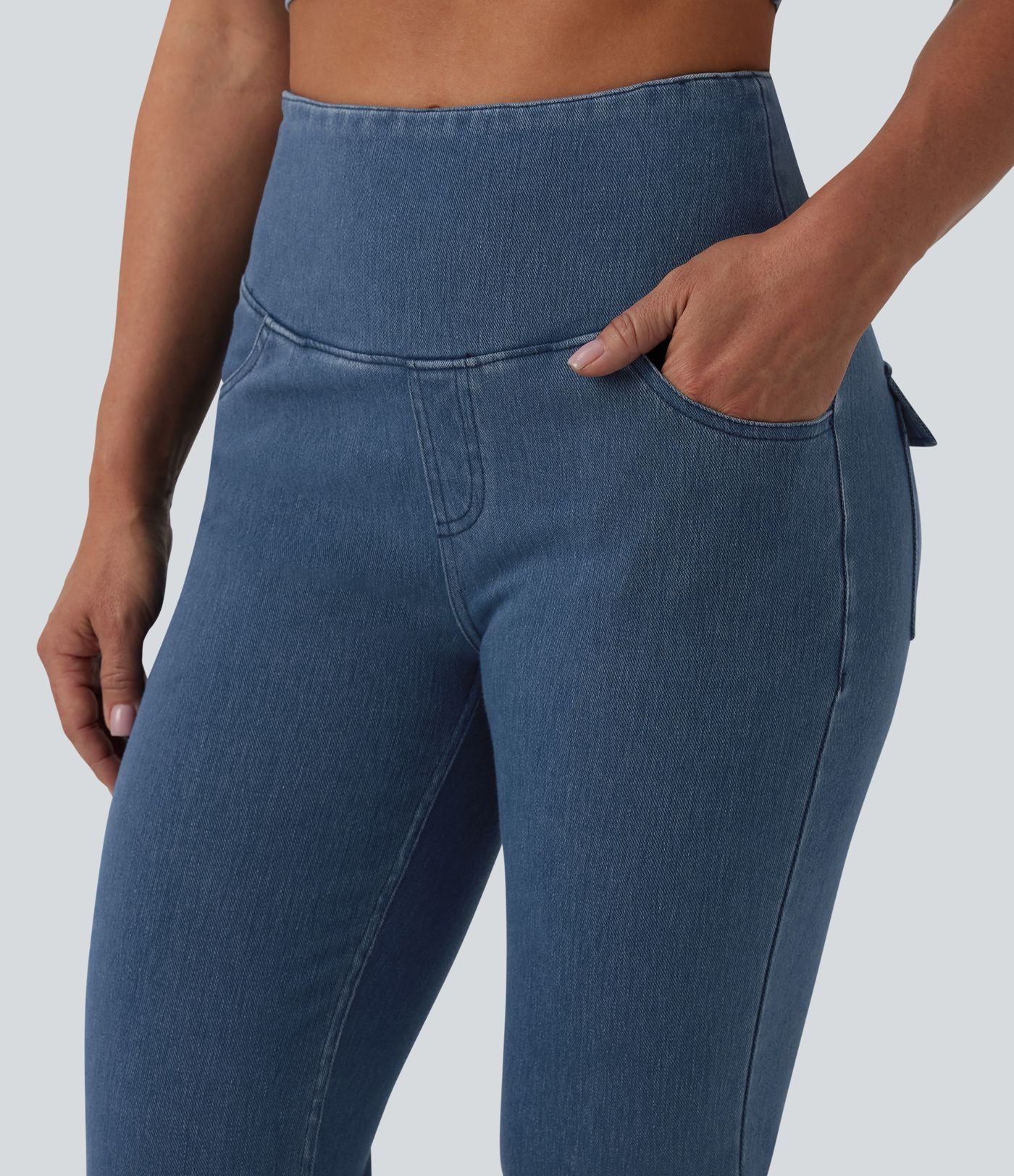 Jean évasé Halara Flex™ casual gainant taille haute avec poches