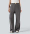 Pantalon tailleur droit taille haute avec poches
