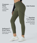 Softlyzero™ Polaire Legging Yoga à Taille Haute Thermique Croisée avec Poches Latérales