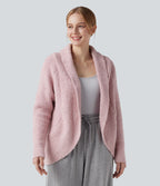 Gilet col châle manches longues raglan