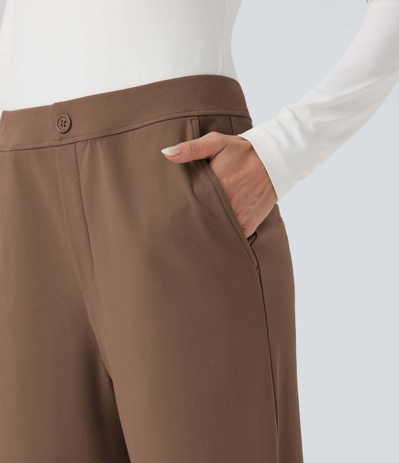 Pantalon de travail fuselé taille moyenne avec largeur ajustable Halara Flex™ DayStretch avec poches