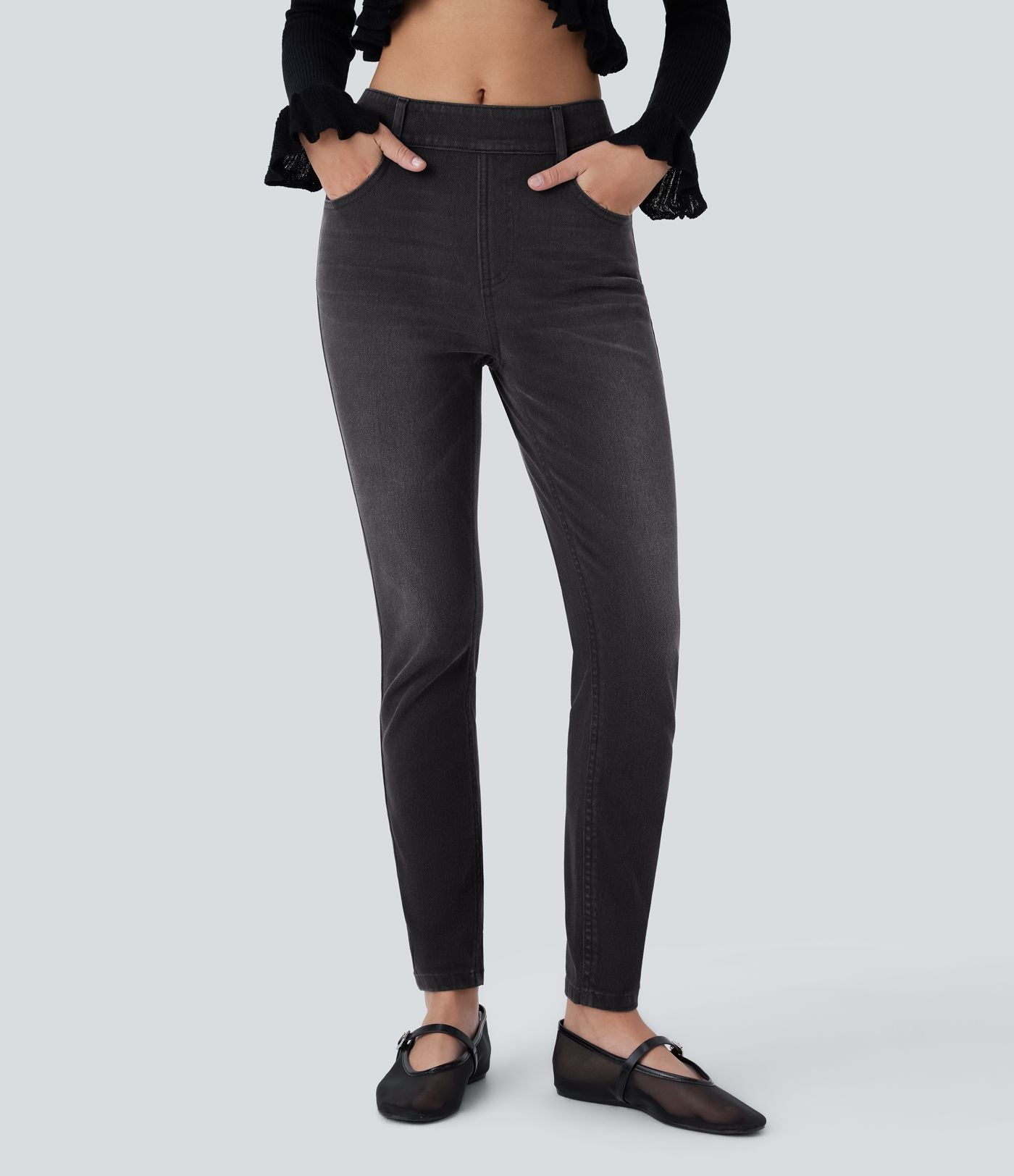 Jean skinny 7/8 décontracté taille mi-haute Halara Flex™ avec poches à enfiler