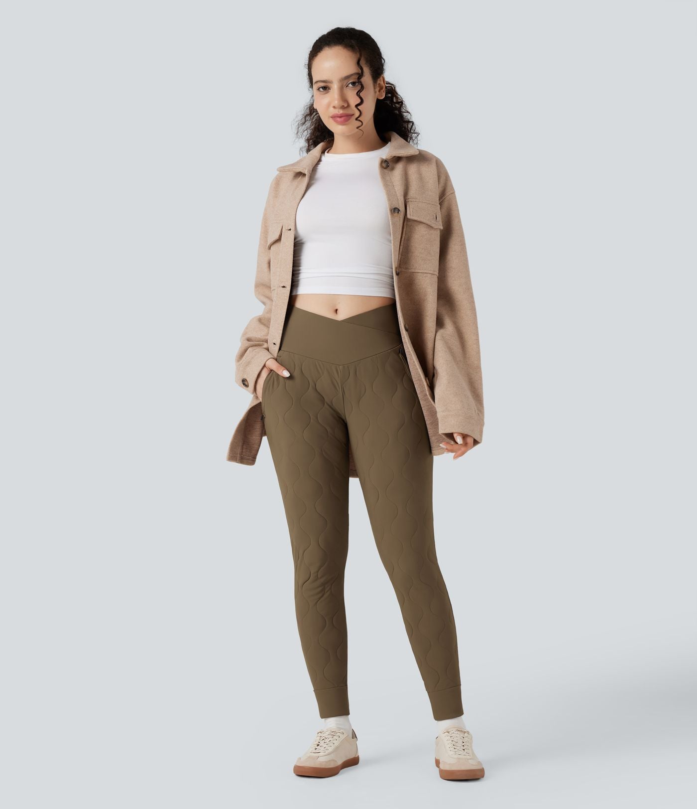 Jogging matelassé casual PuffFlex croisé taille haute avec poches