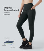 Legging de yoga taille haute gainant à rayures avec poches