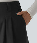 Pantalon chino de travail ample taille haute en coton avec poches