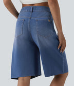 Halara Flex™ Short décontracté en jean asymétrique taille haute avec poches