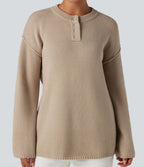 Pull gaufré col Henley manches longues