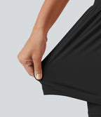 Short de yoga 2-en-1 taille haute croisée en SoftlyZero™ Airy à effet frais InstantCool 12,5 cm avec poches