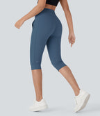 Pantalon corsaire jogging de yoga Softlyzero™ moelleux, taille haute à cordon avec poches latérales
