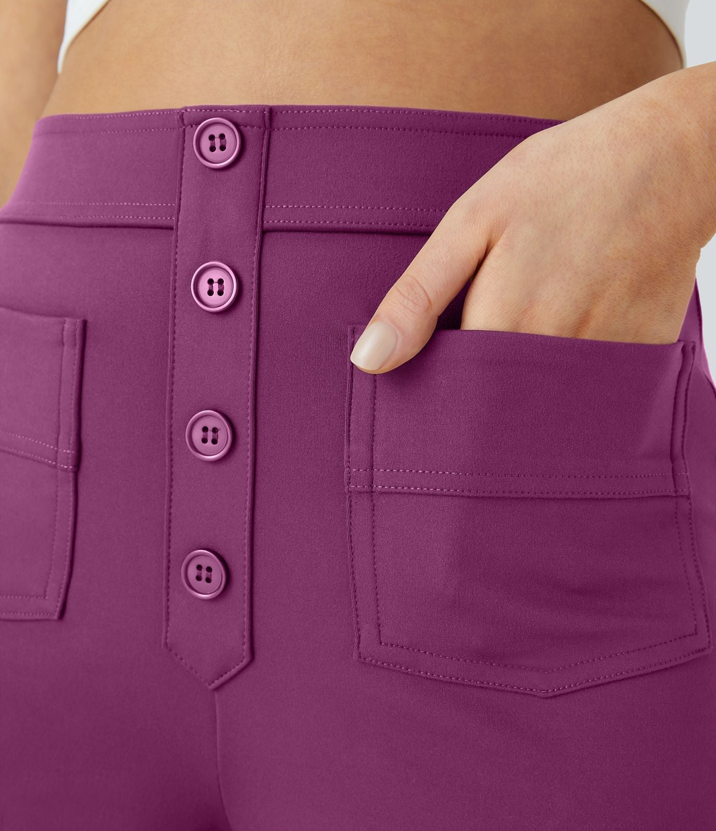 Pantalon taille haute coupe droite DayStretch avec poches