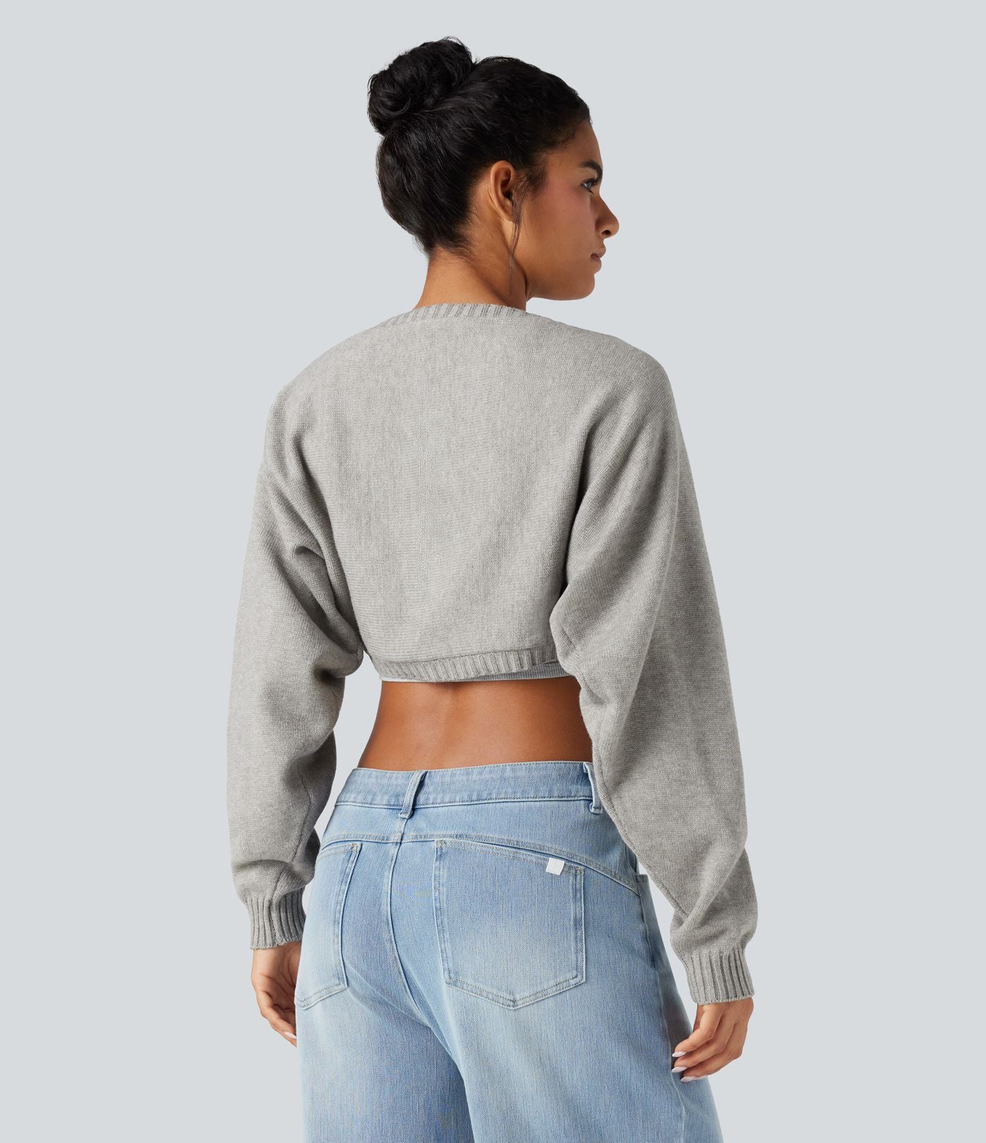 Boléro pull manches raglan longues coupe décontractée